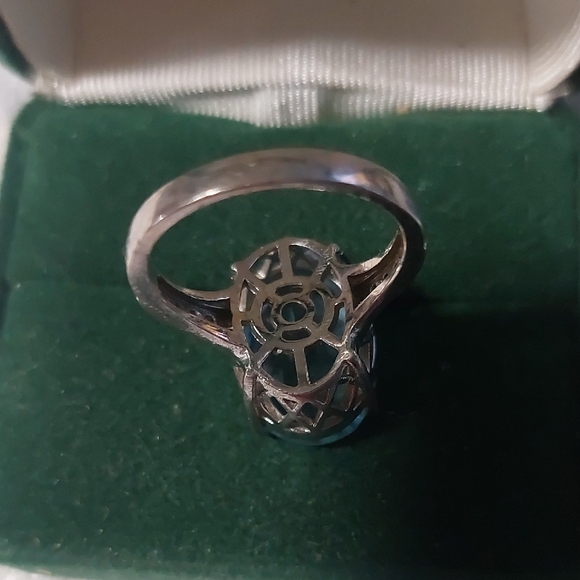 Pandora Elegant Blue Gemstone Ring Sz 9 Humungus! - Picture 16 of 16